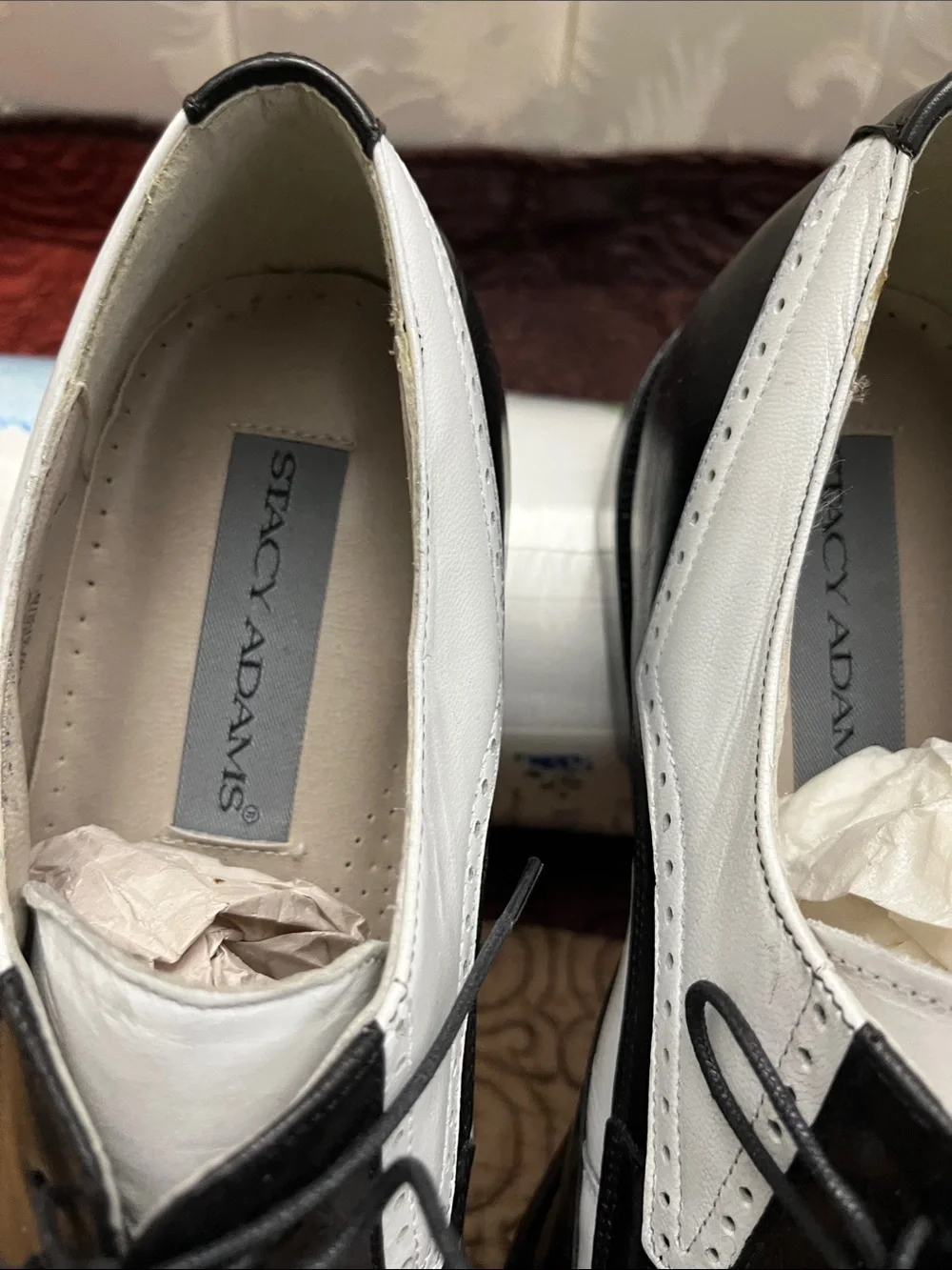 Stacy Adams Black and White Two-Tone Wingtip Oxfords NWOT